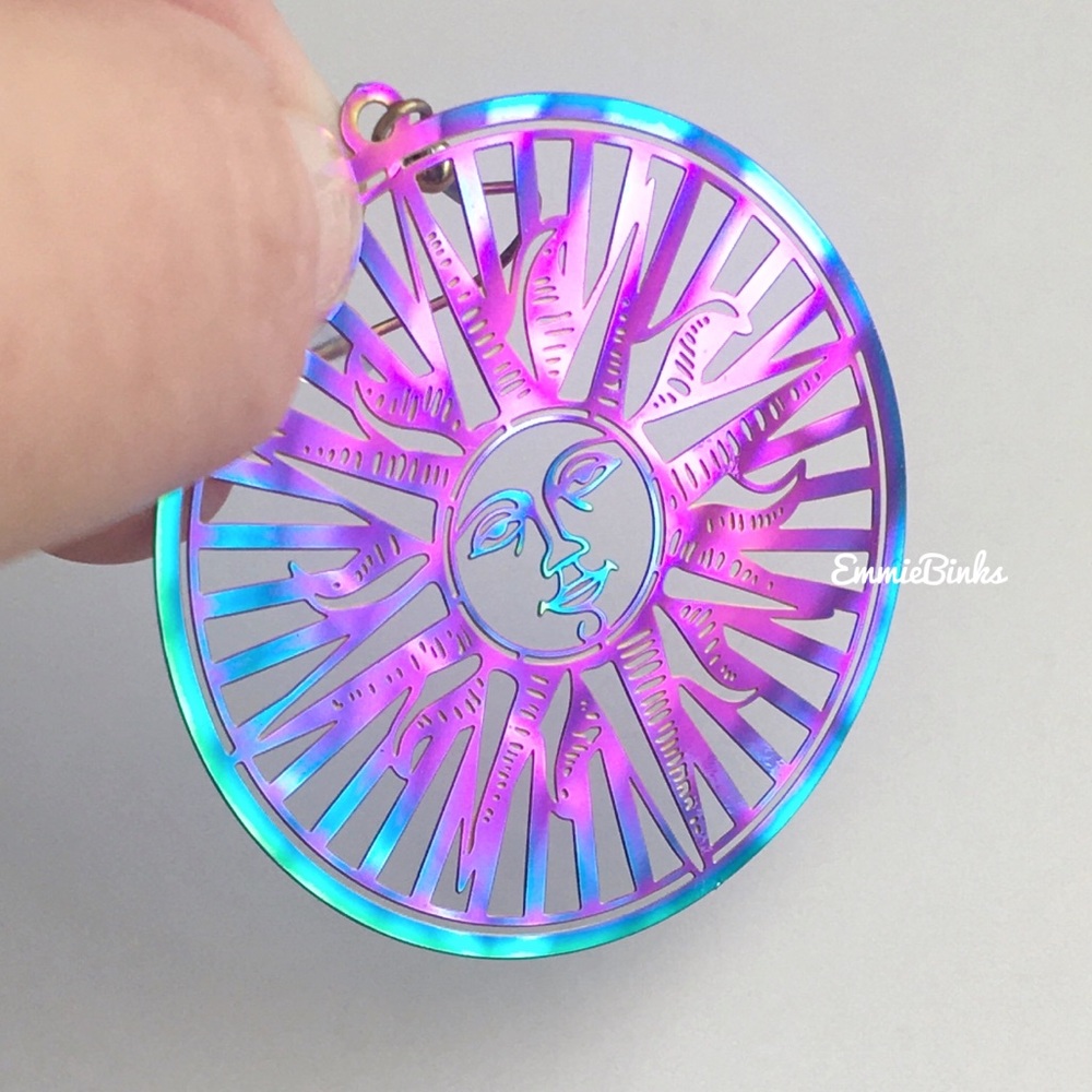 ✨3for$38 New FP Stainless Steel Rainbow Oil Slick Boho Sun Statement Earrings - Picture 6 of 16